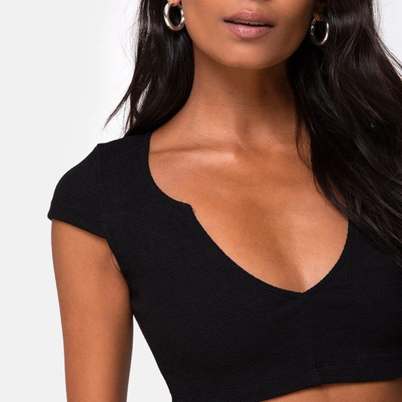 MOTEL GUANNA CROP TOP IN RIB BLACK size XS - Picture 1 of 7